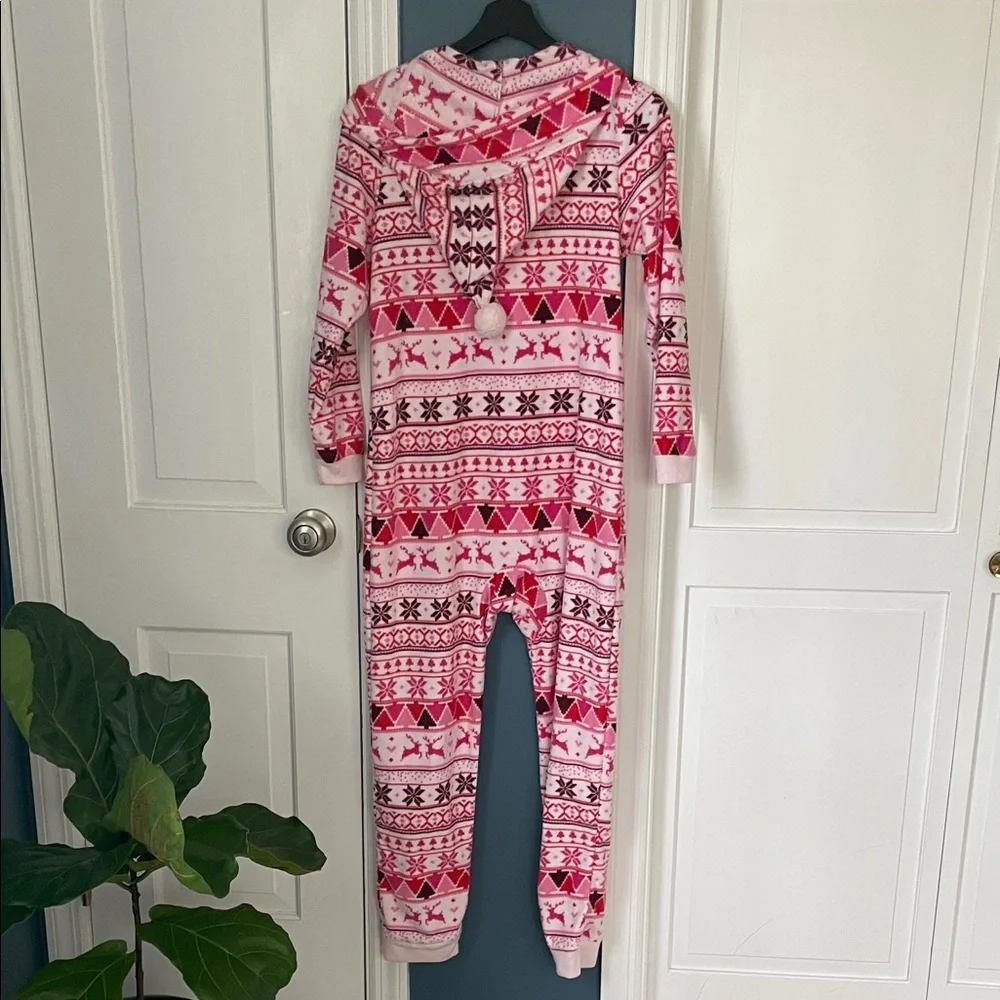 Cat & Jack Pink and White Patterned‎ Kids Pajama with Hoodie | Size 14
